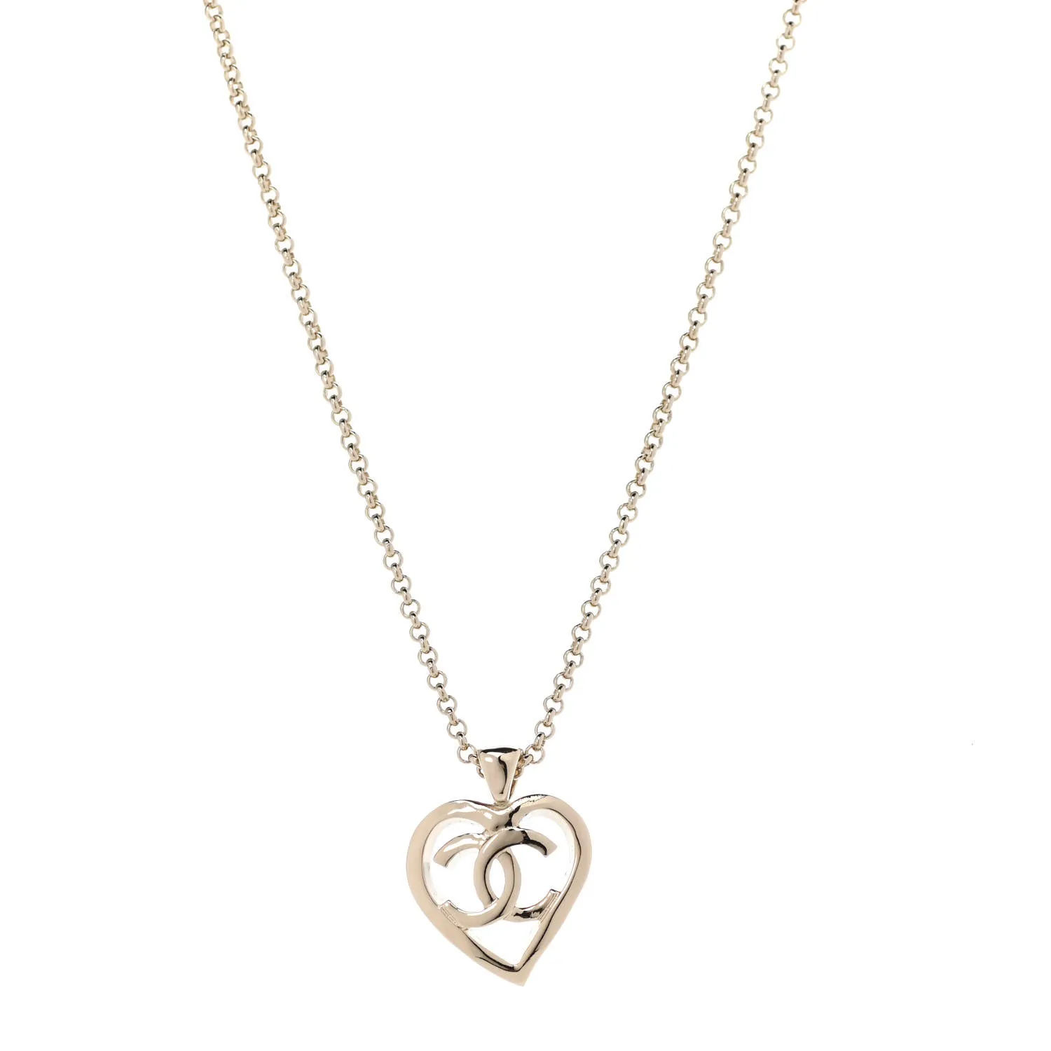 Double C Heart Chain Pendant Necklace Gold