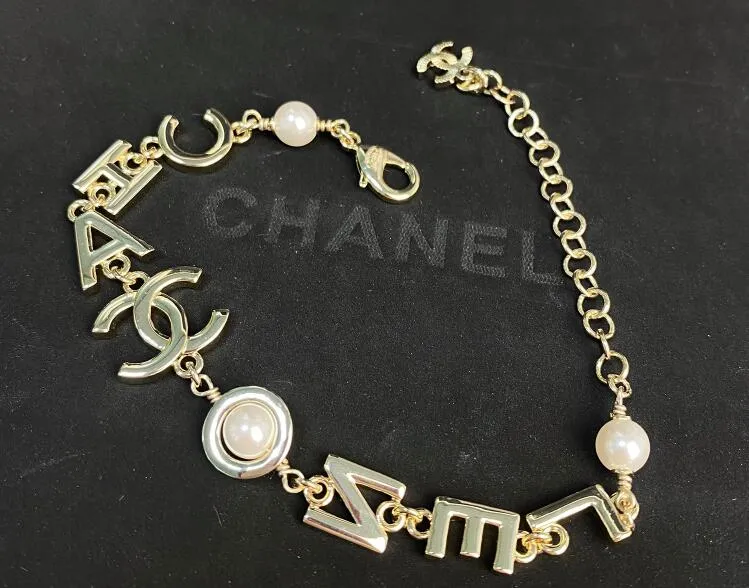 Black and White Diamond Letter Double C Bracelet