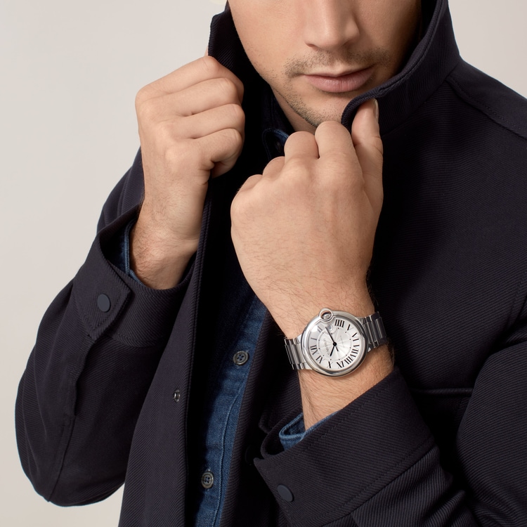 Ballon Bleu de Cartier watch Silver guilloché dial 42 mm