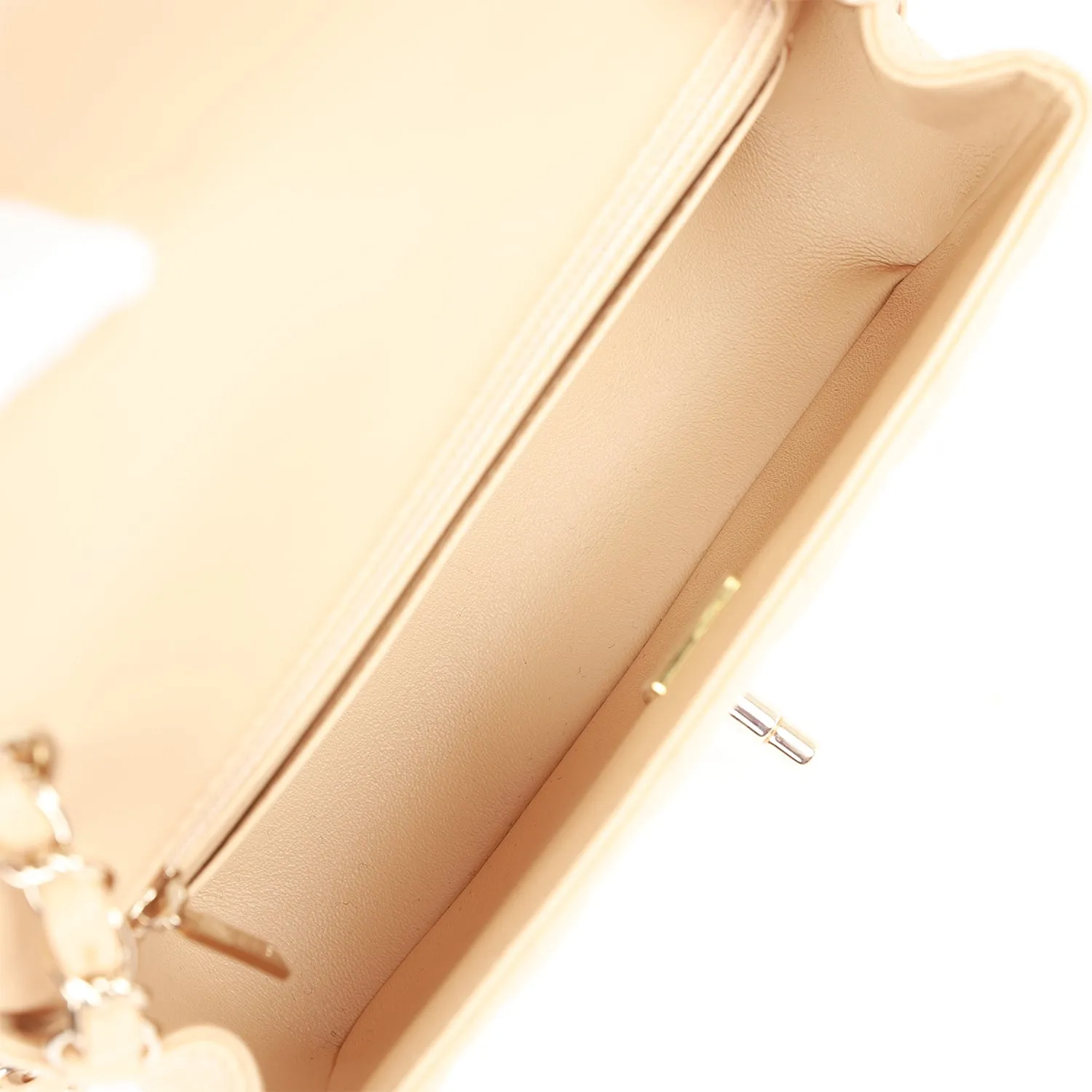 Mini Rectangular Flap Bag Beige Lambskin Light Gold Hardware
