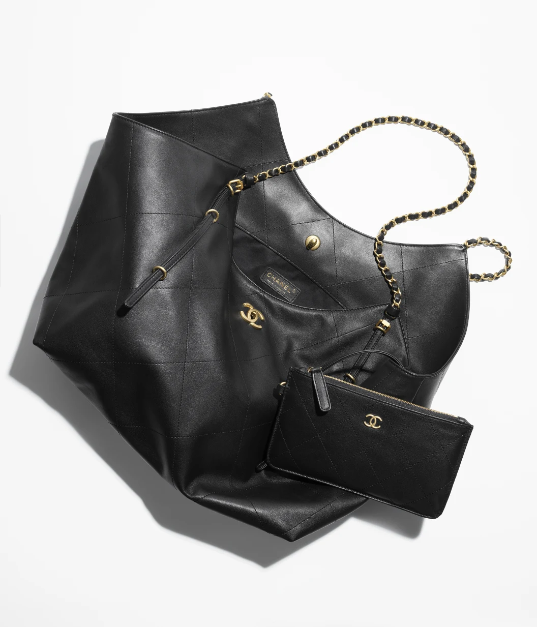 Maxi Shopping Bag Calfskin & Gold-Tone Metal Black