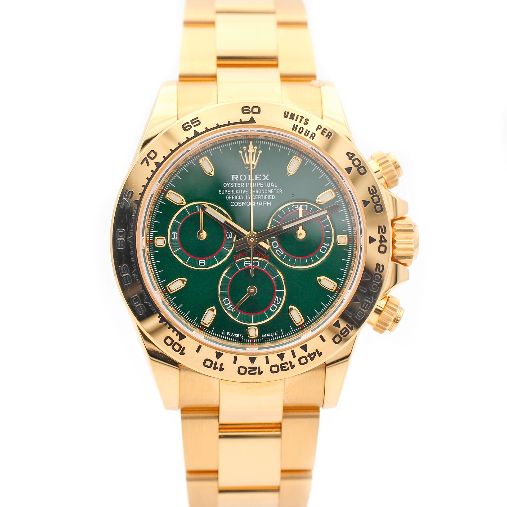 Rolex Cosmograph Daytona Oyster Yellow Gold Green Dial 116508-0013 Replica