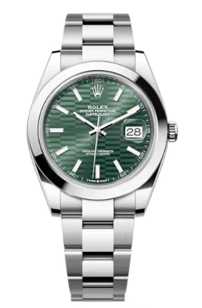 Rolex Datejust 41 Stainless Steel Mint Green Fluted-Motif Dial Men's Watch M126300-0021