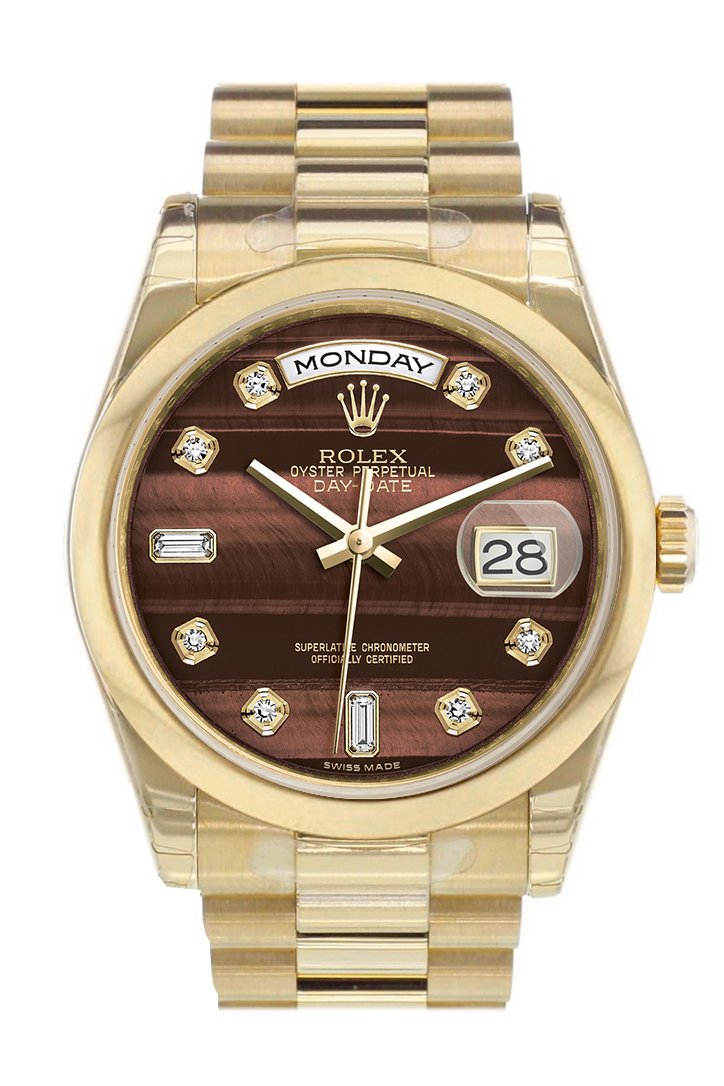Rolex Day-Date 36 Bulls eye Diamonds Dial President Yellow Gold Watch 118208