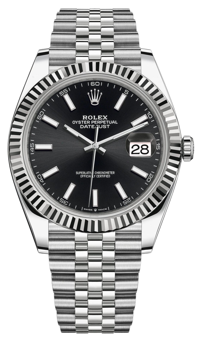 Rolex Datejust 41 Steel & White Gold Black Index Jubilee Band Men's Watch M126334-0018