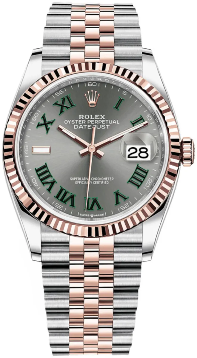 Rolex Datejust 36 Steel & Everose Gold Slate Roman Dial Women's Watch M126231-0029