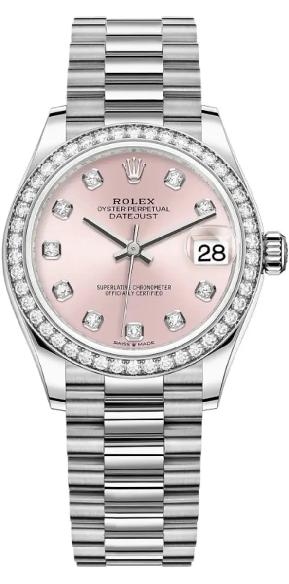 Rolex Datejust 31 White Gold Pink Diamond Dial Diamond Bezel Women's Watch M278289RBR-0022