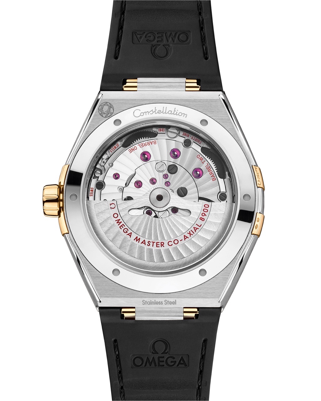 CONSTELLATION STEEL ‑ YELLOW GOLD ON LEATHER STRAP 41 MM