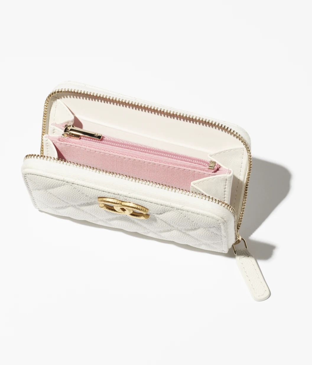 ZIPPED COIN PURSE White