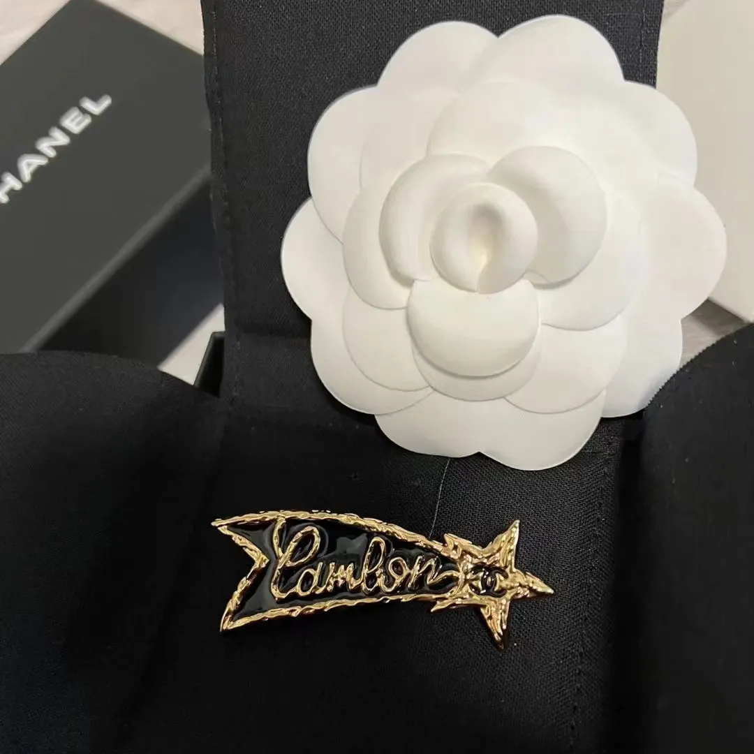 Pentagram Black Double C Brooch