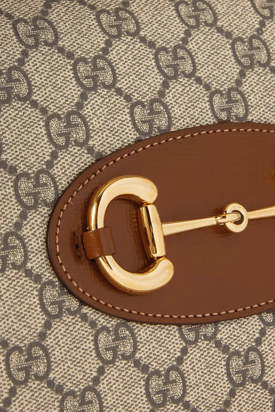 Horsebit 1955 leather-trimmed printed coated-canvas shoulder bag