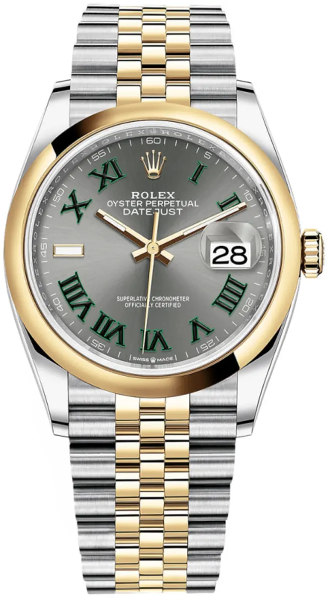 Rolex Datejust 36 Steel & Yellow Gold Slate Roman Dial Women's Watch M126203-0035