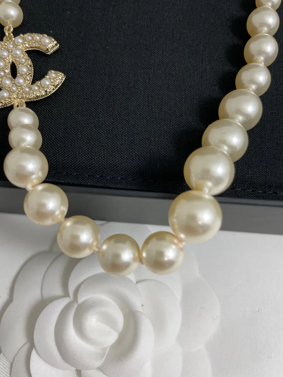 CC Pearl Choker Necklace