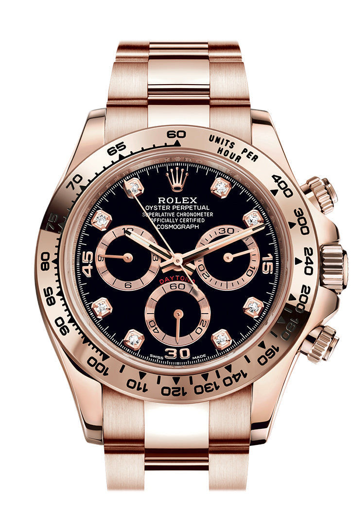 Rolex Cosmograph Daytona Rose Gold Black diamond set Dial Bracelet 116505