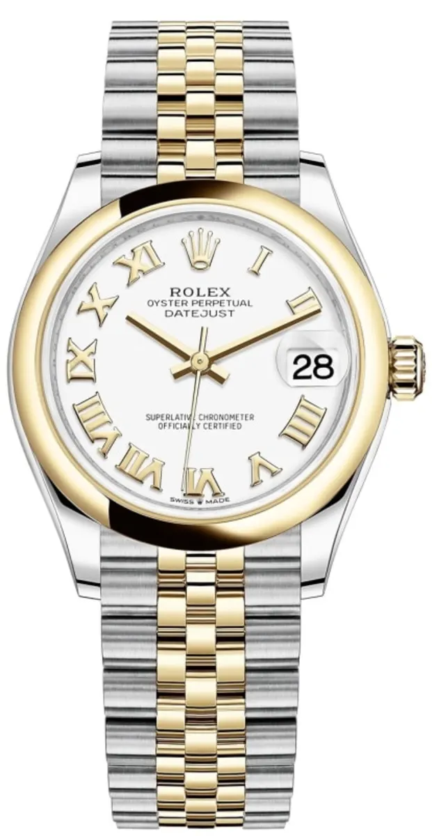 Rolex Datejust 31 Stainless Steel and Yellow Gold White Roman Dial Women's Watch M278243-0002