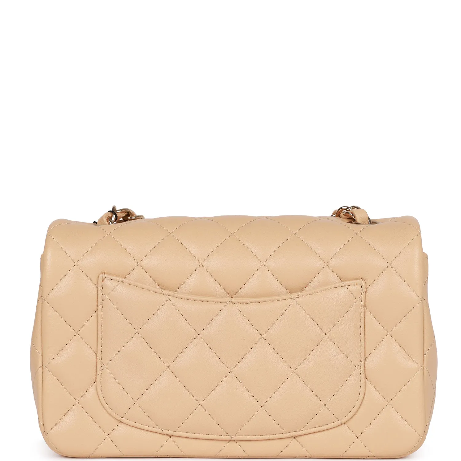 Mini Rectangular Flap Bag Beige Lambskin Light Gold Hardware