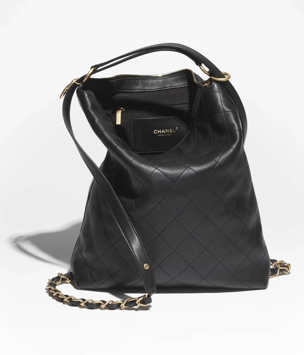 Large Backpack Calfskin & Gold-Tone Metal Black