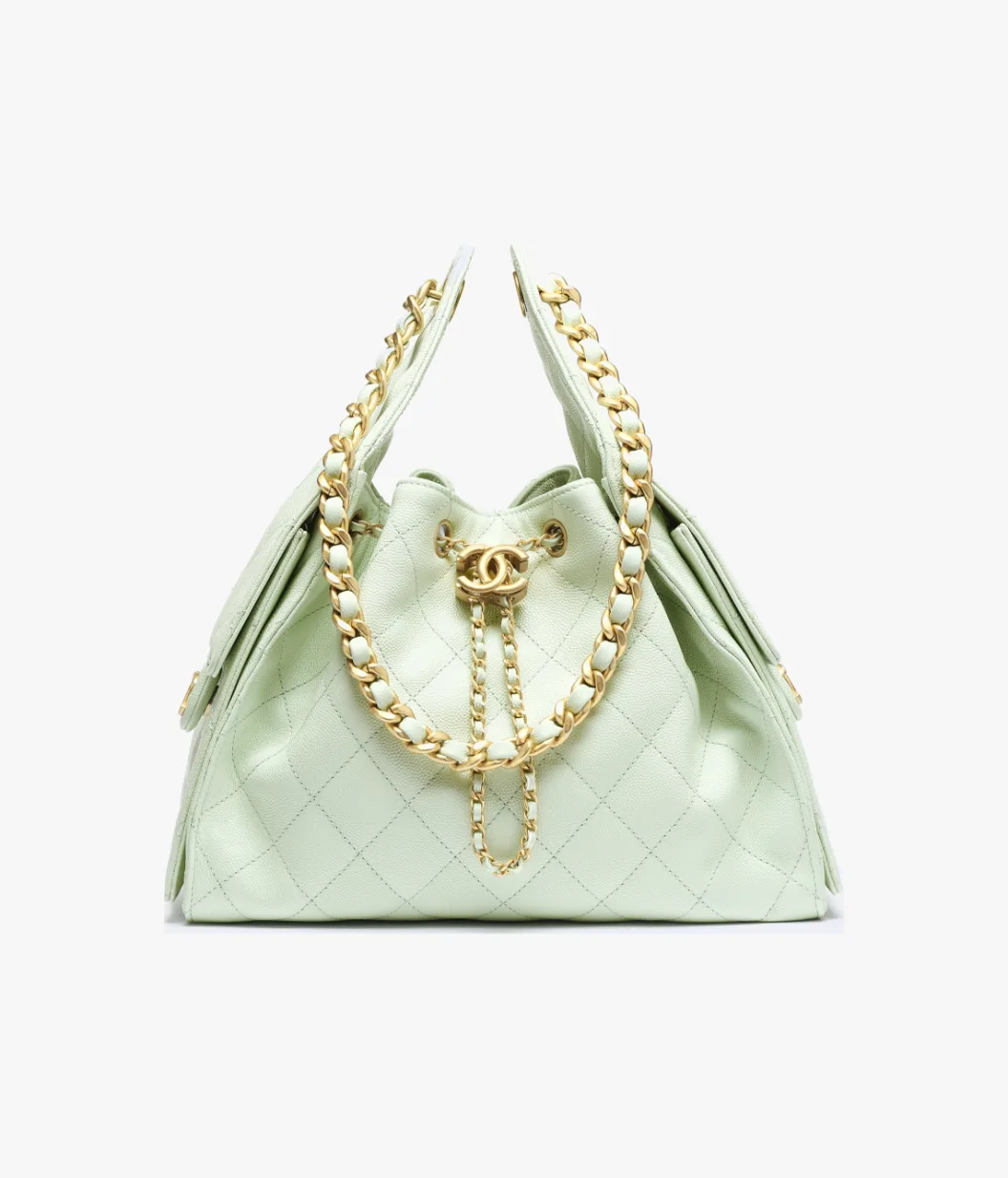 CHANEL 25 Small Handbag Grained Calfskin & Gold-Tone Metal Light Green
