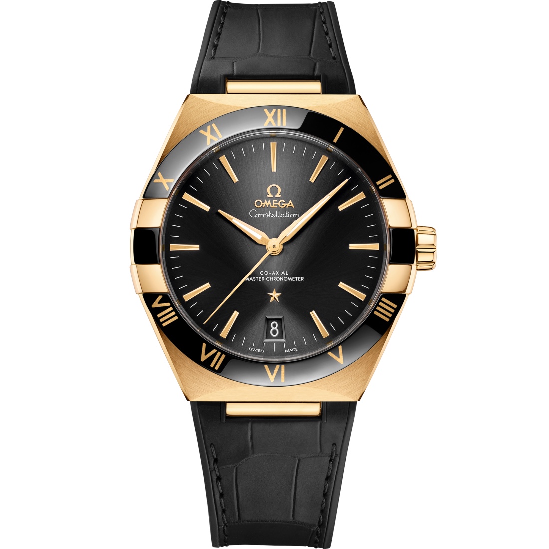 CONSTELLATION YELLOW GOLD ON LEATHER STRAP 41 MM