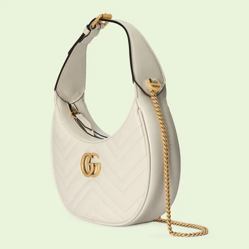 G Marmont Half-moon-shaped Mini White Bag