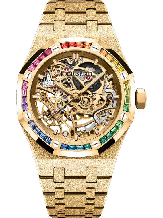 Royal Oak Frosted Rainbow Gold Double Balance Wheel Openworked 37mm