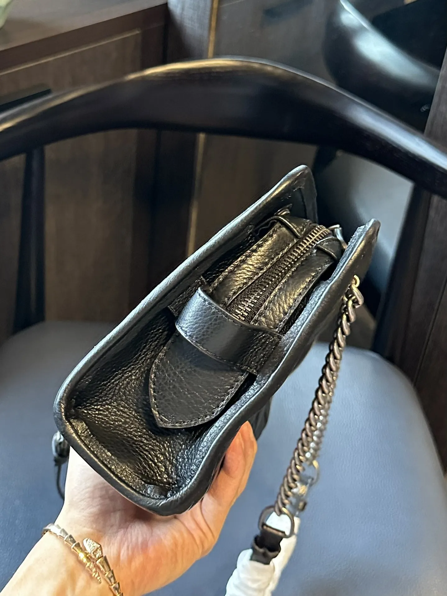 Calfskin Quilted Small Casual Riviera Zip Shoulder Bag Black