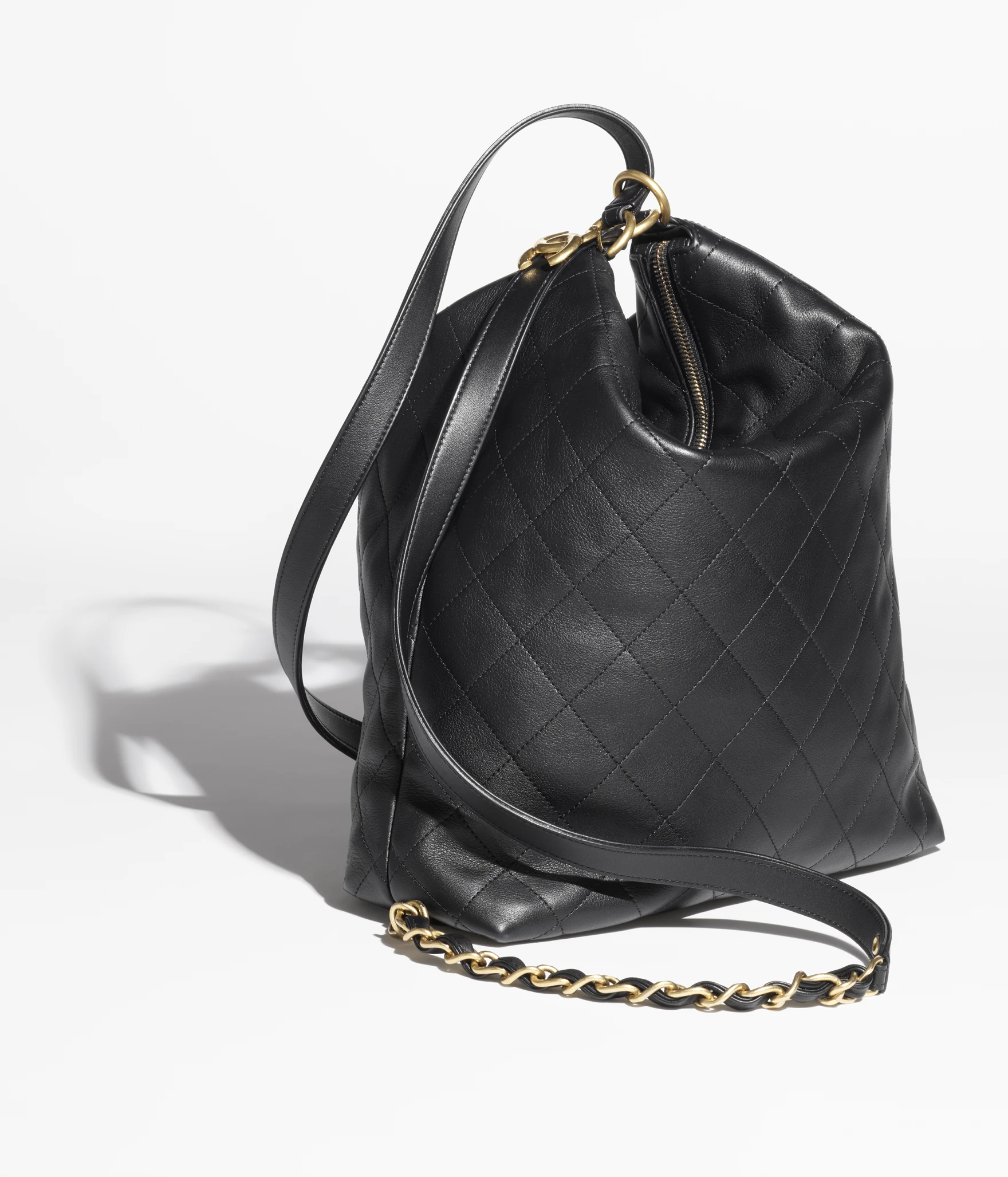 Large Backpack Calfskin & Gold-Tone Metal Black