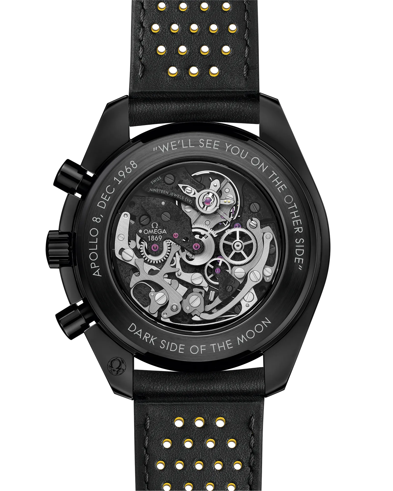 OMEGA SPEEDMASTER DARK SIDE OF THE MOON 44.25 MM, BLACK CERAMIC ON LEATHER STRAP