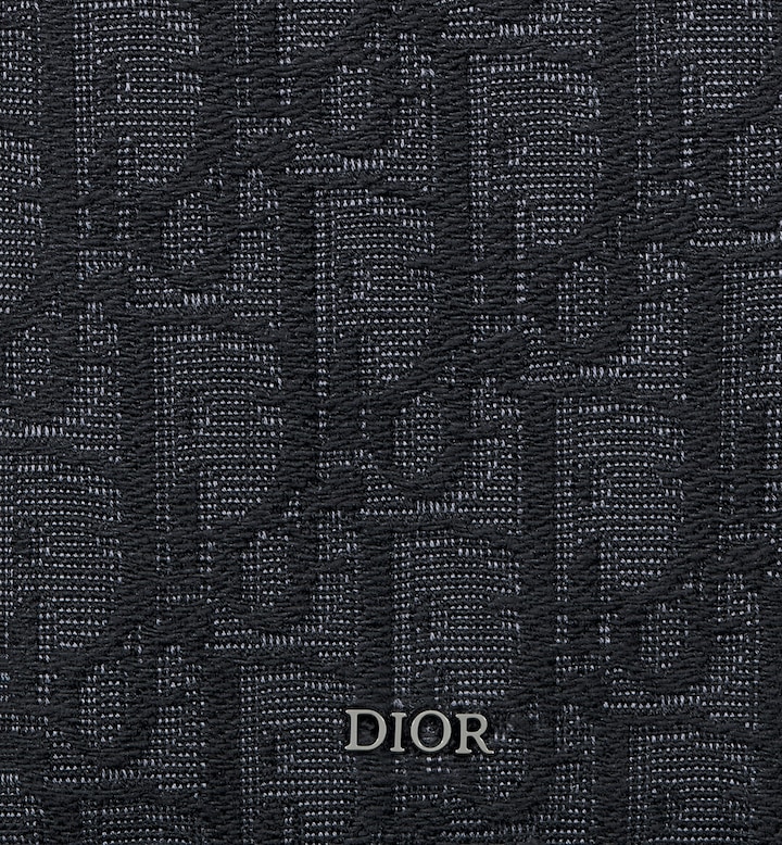 Vertical Long Zipped Wallet Black Oblique Jacquard