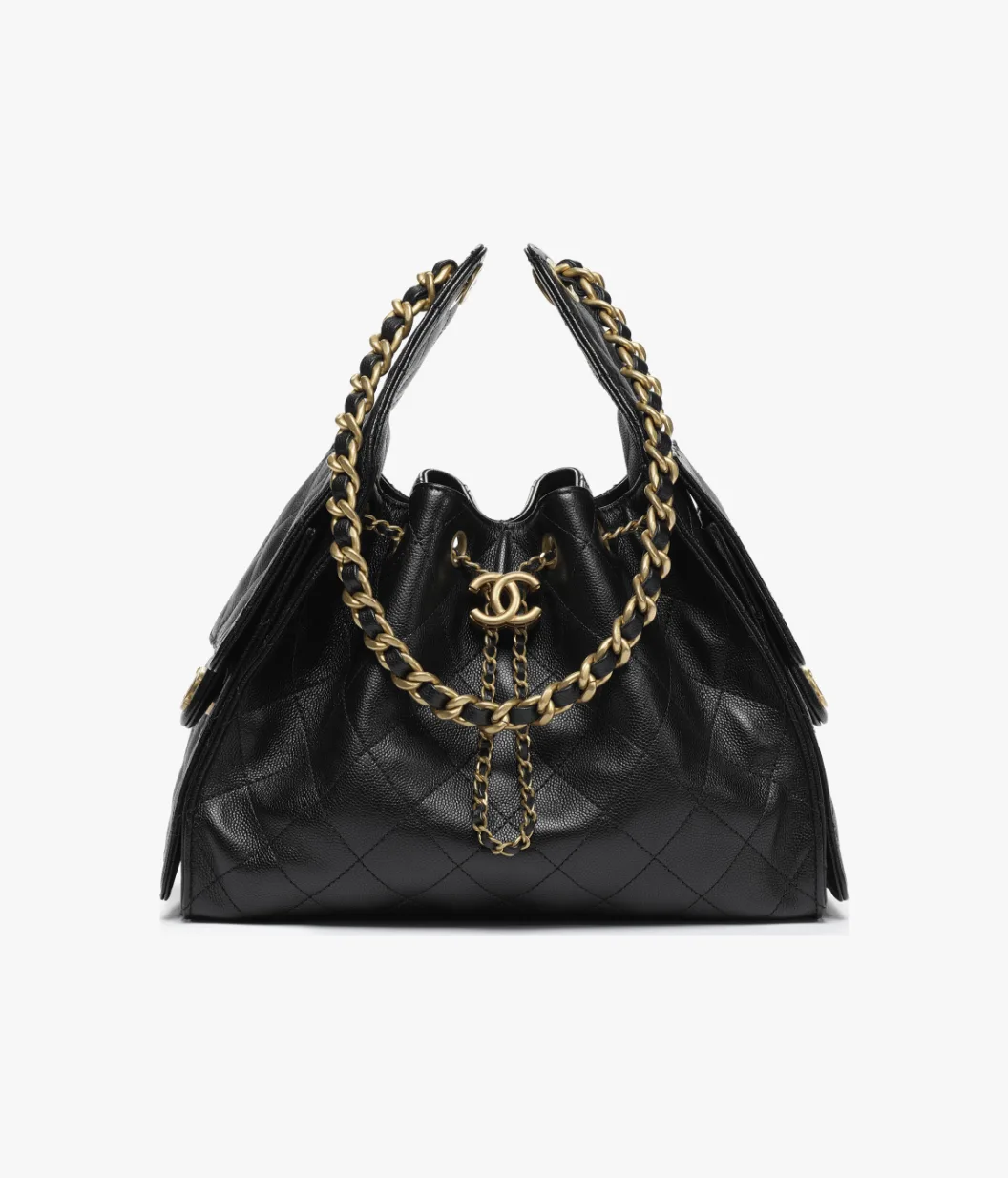 CHANEL 25 Small Handbag Grained Calfskin & Gold-Tone Metal Black