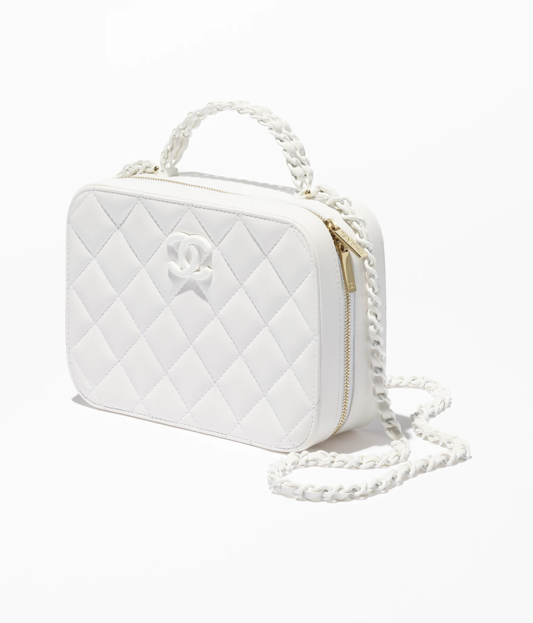 Vanity Case Lambskin & Lacquered Metal White