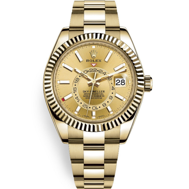 Rolex 326938 Sky-Dweller Champagne Index Dial 42mm Watch