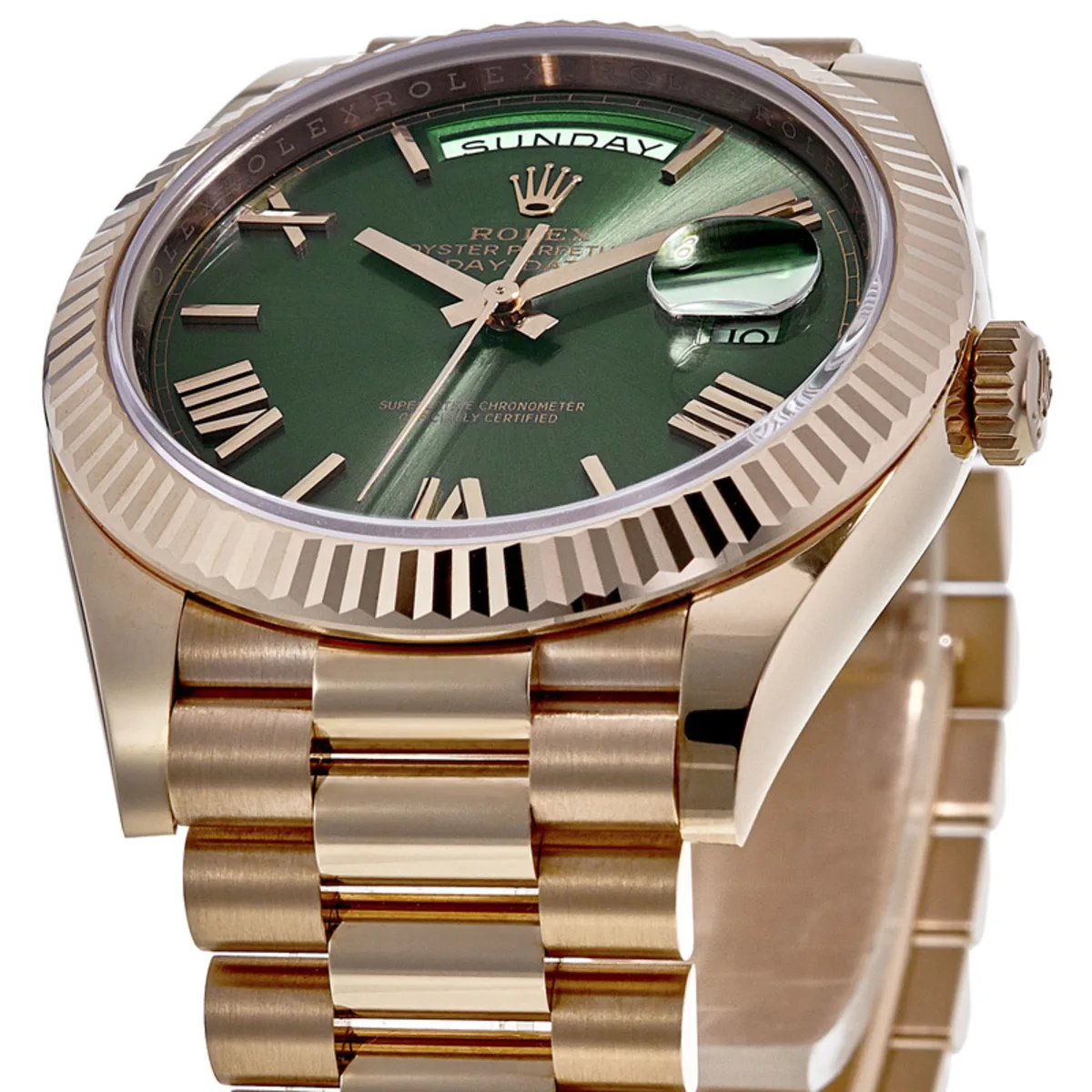 Rolex Day-Date 40 18k Everose Gold Olive Green Dial 60th Anniversary Men's Watch M228235-0025