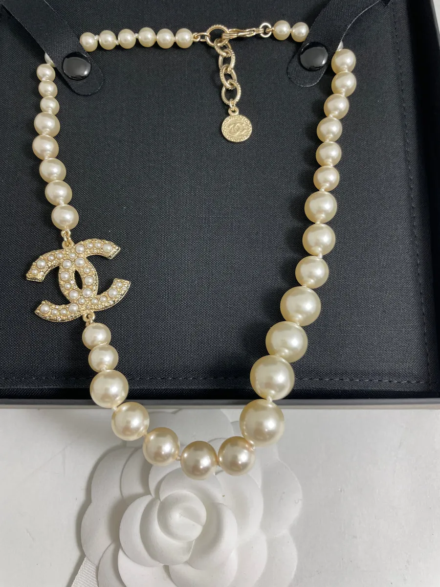 CC Pearl Choker Necklace