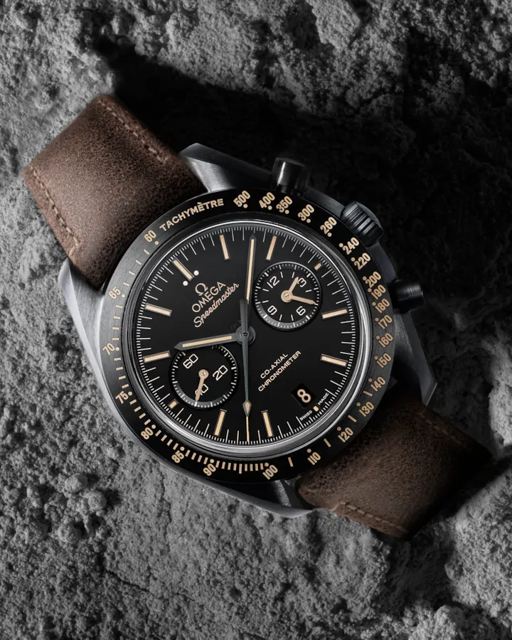OMEGA SPEEDMASTER DARK SIDE OF THE MOON 44.25 MM, BLACK CERAMIC ON LEATHER STRAP