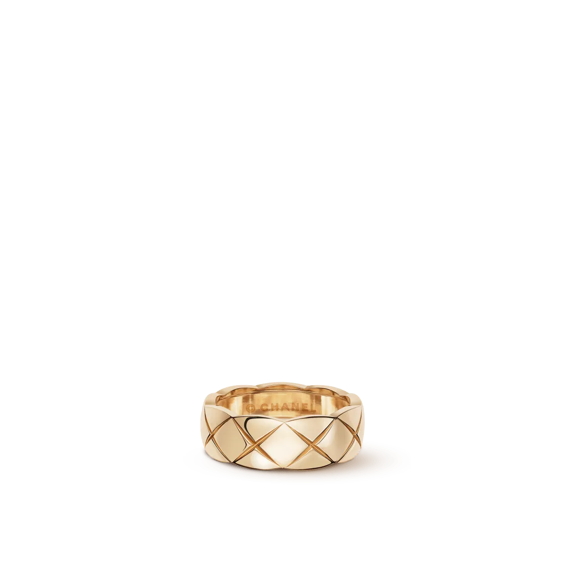 COCO CRUSH RING Quilted motif, small version, 18K BEIGE GOLD