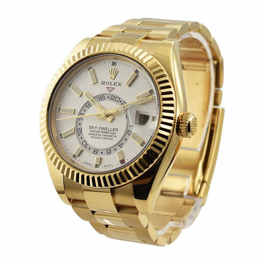 Rolex Sky-Dweller Yellow Gold Fluted Bezel Replica
