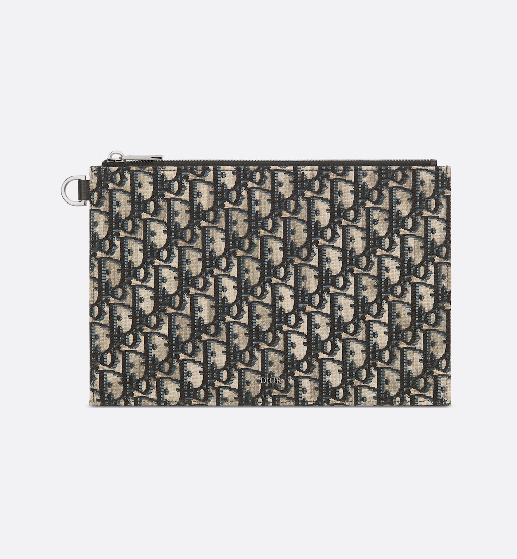 A5 Pouch Beige and Black Oblique Jacquard