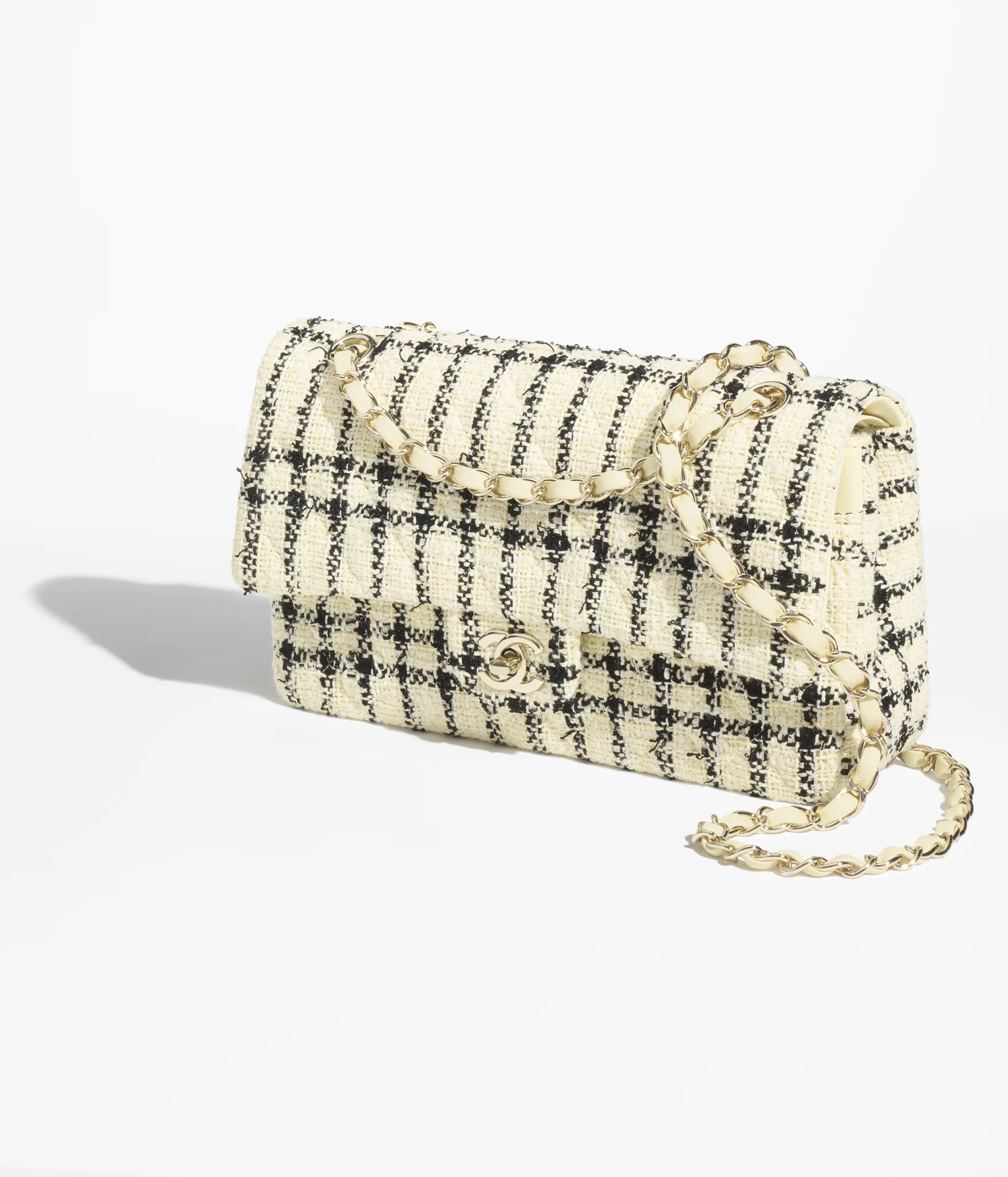 Classic 11.12 Handbag Tweed & Gold-Tone Metal Light Yellow & Black