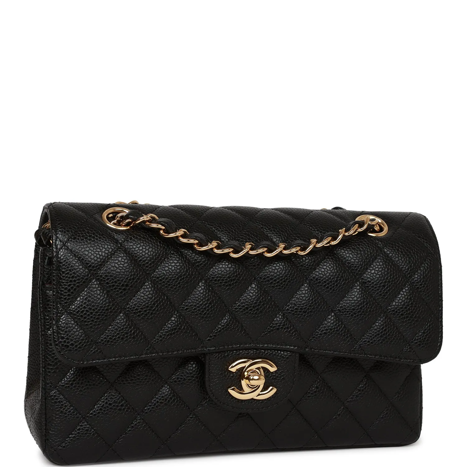 Small Classic Double Flap Bag Black Caviar Gold Hardware