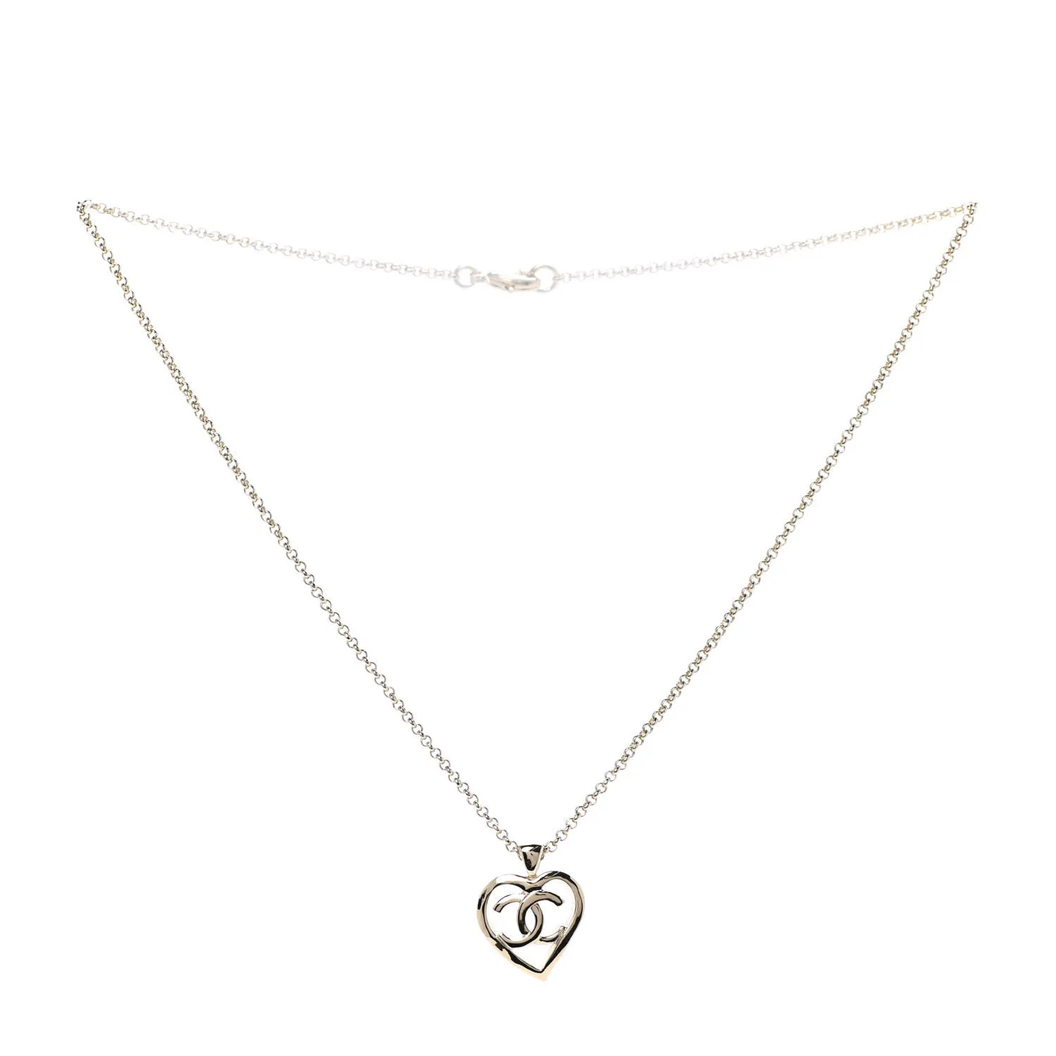 Double C Heart Chain Pendant Necklace Gold