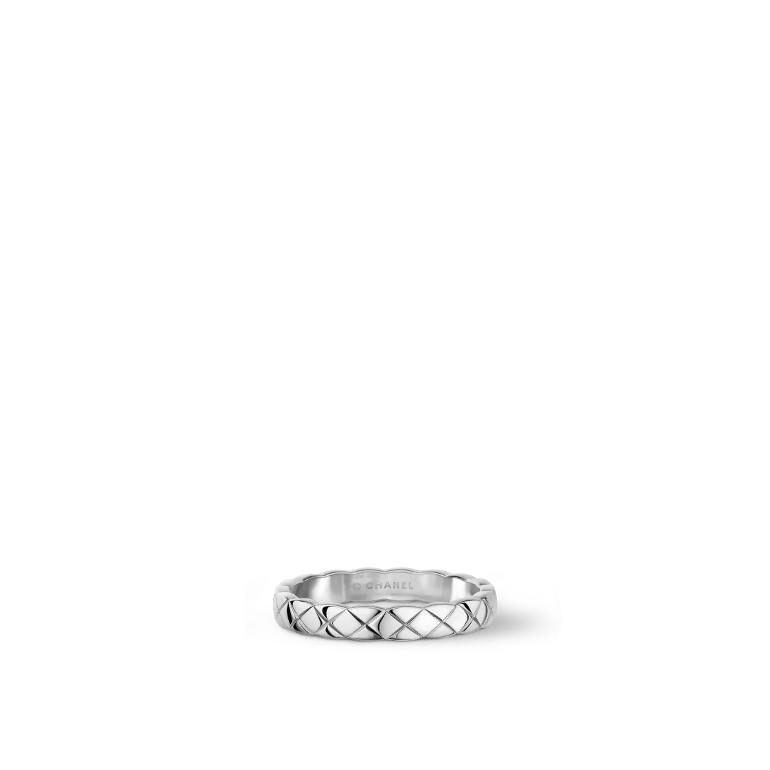 COCO CRUSH RING Quilted motif, mini version, 18K white gold