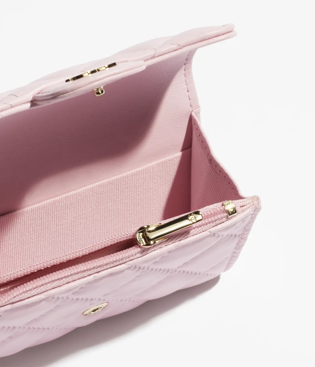 CLASSIC CARD HOLDER Lambskin & Gold-Tone Metal Light Pink