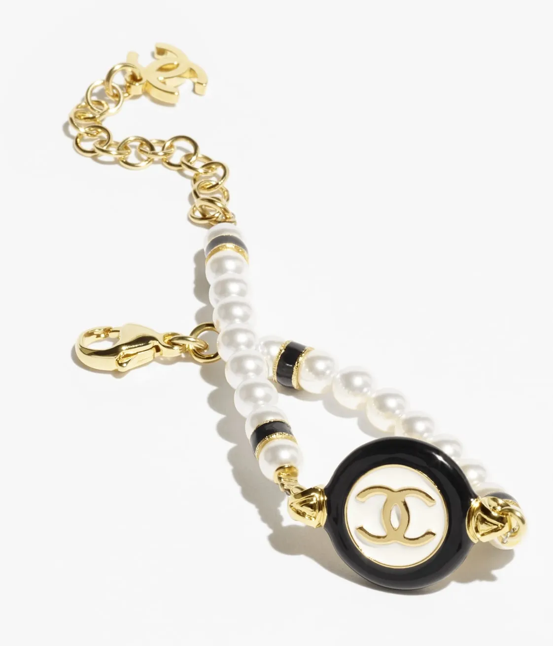 Black and White Circle Pearl Chain Bracelet