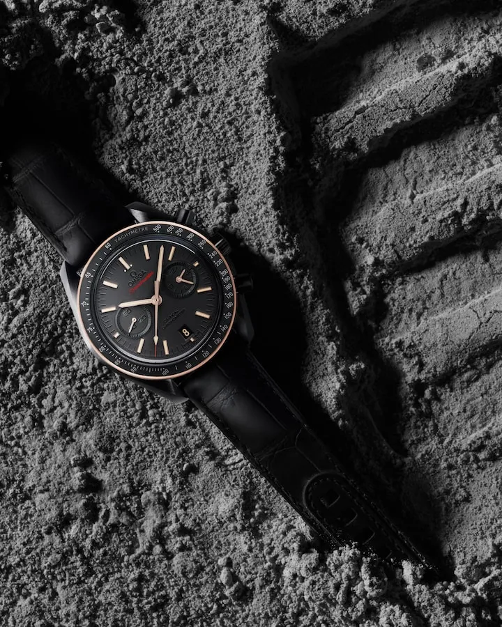 OMEGA SPEEDMASTER DARK SIDE OF THE MOON 44.25 MM, BLACK CERAMIC ON LEATHER STRAP