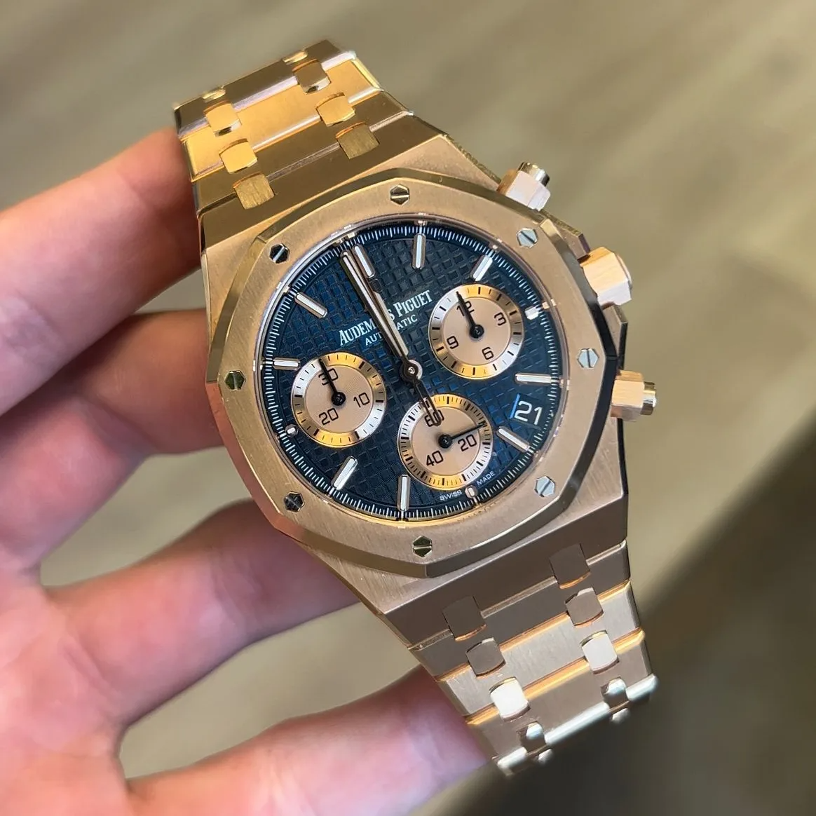 ROYAL OAK Pink Gold Blue Dial CHRONOGRAPH 41mm