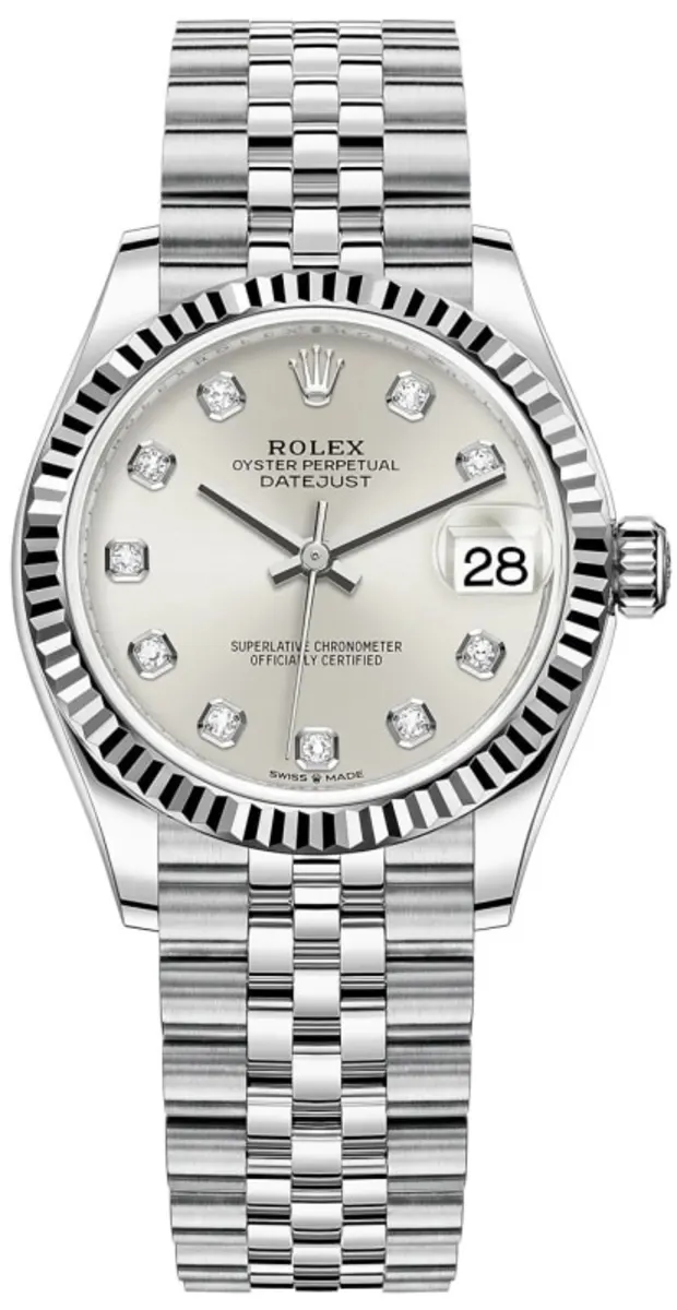 Rolex Datejust 31 Stainless Steel and White Gold Silver Diamond Dial Women's Watch M278274-0030
