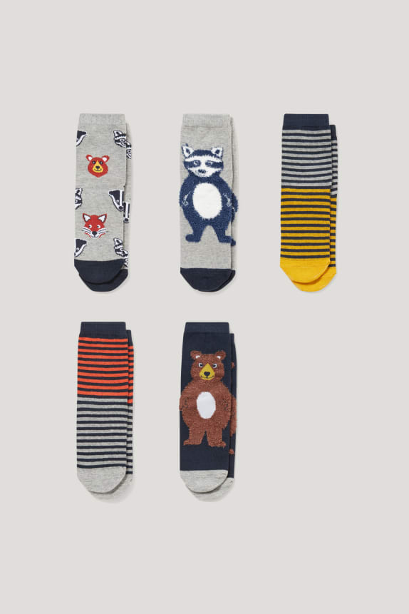 Multipack of 5 - woodland animals - socks with motif