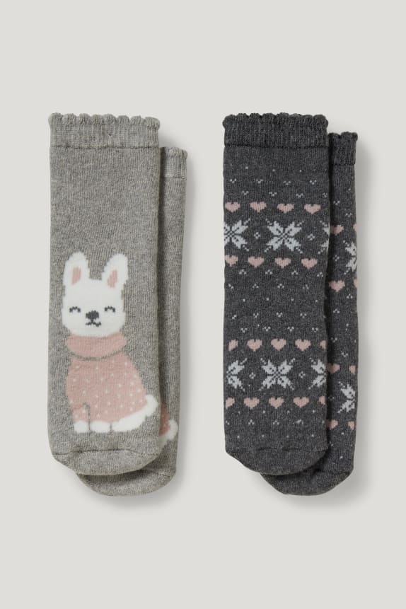 Multipack of 2 - dog - baby non-slip socks with motif