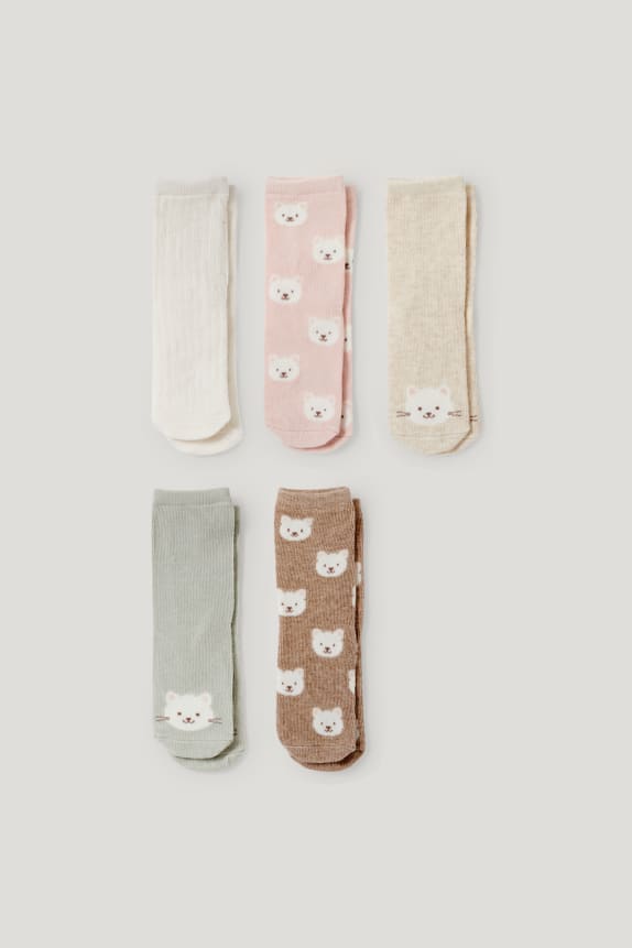 Multipack of 5 - kitten - baby socks with motif